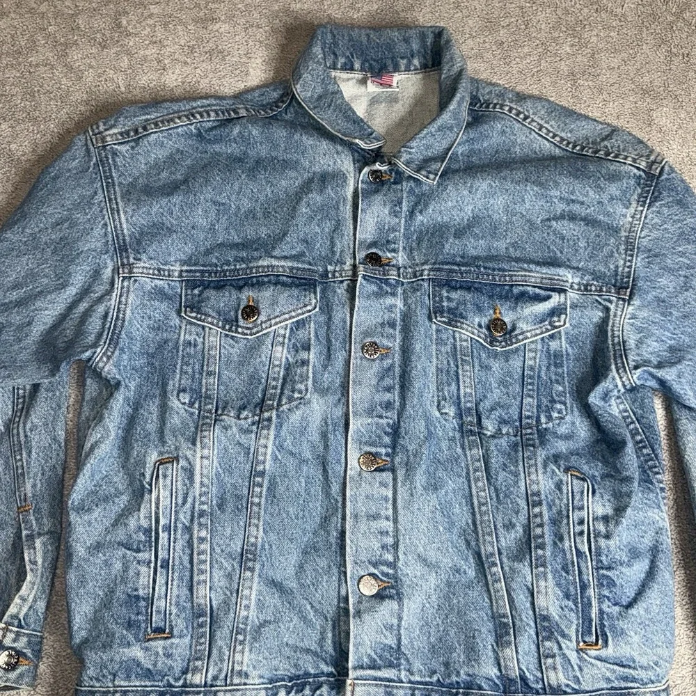 Vintage Denim Jacket L JAVA Oracle Embossed Sun Microsystems‎ Rare Made In USA
